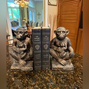 Vintage-Style Resin Sitting Monkey Bookends - Set of 2
